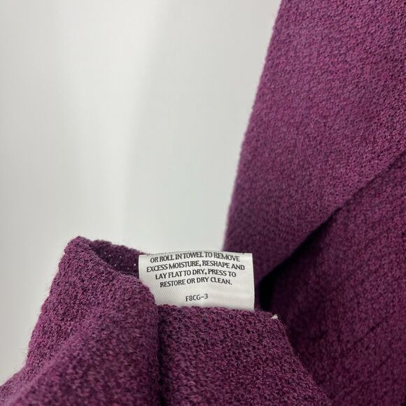 Eileen Fisher Sweater Size Large Petite Berry Open Front Sheer Wool Cardigan - Picture 8 of 8
